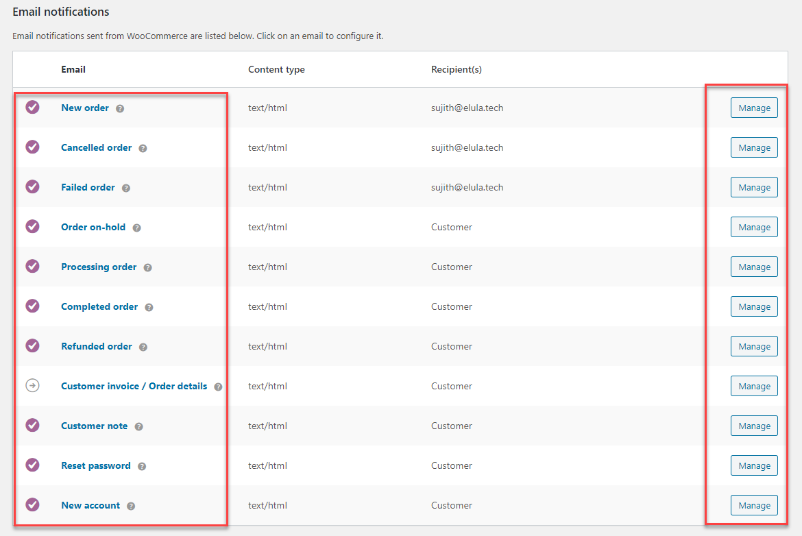 Email settings - LearnWoo