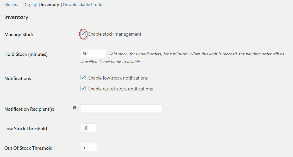 Enabling stock management