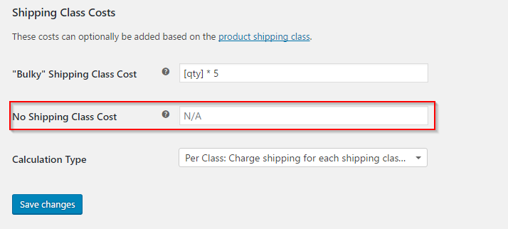 Setting additional fee for no-shipping-class products