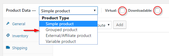 Setting product type