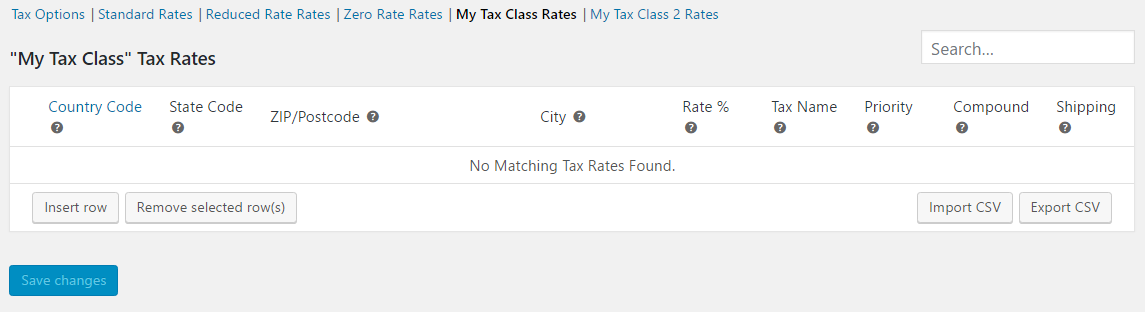 Setting rates for tax classes