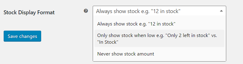 Stock display format