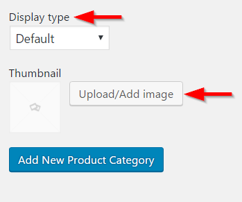 Choosing display type and thumbnail for categories