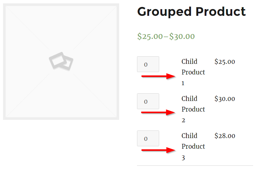 Displaying grouped product