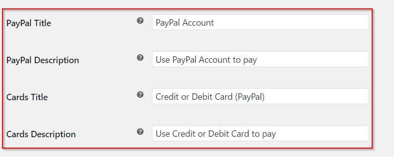 Editing title and description for payment options