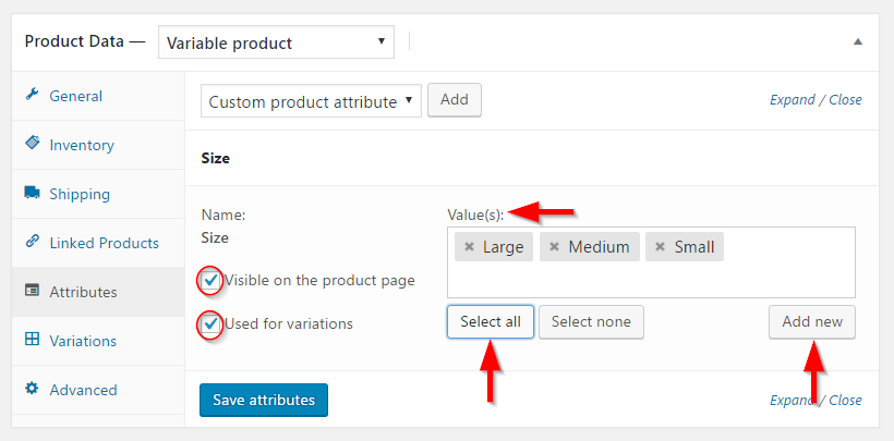 Adding terms for the attribute