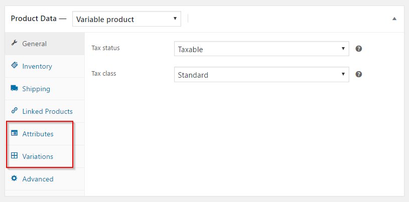 Product Data metabox