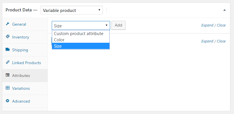 Selecting custom product attribute