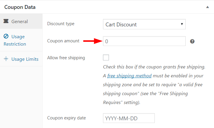 Setting the coupon value