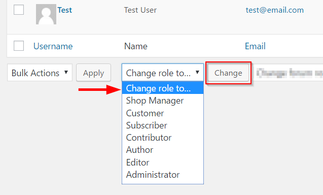 Changing user roles