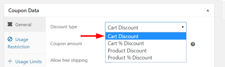 Setting discount type