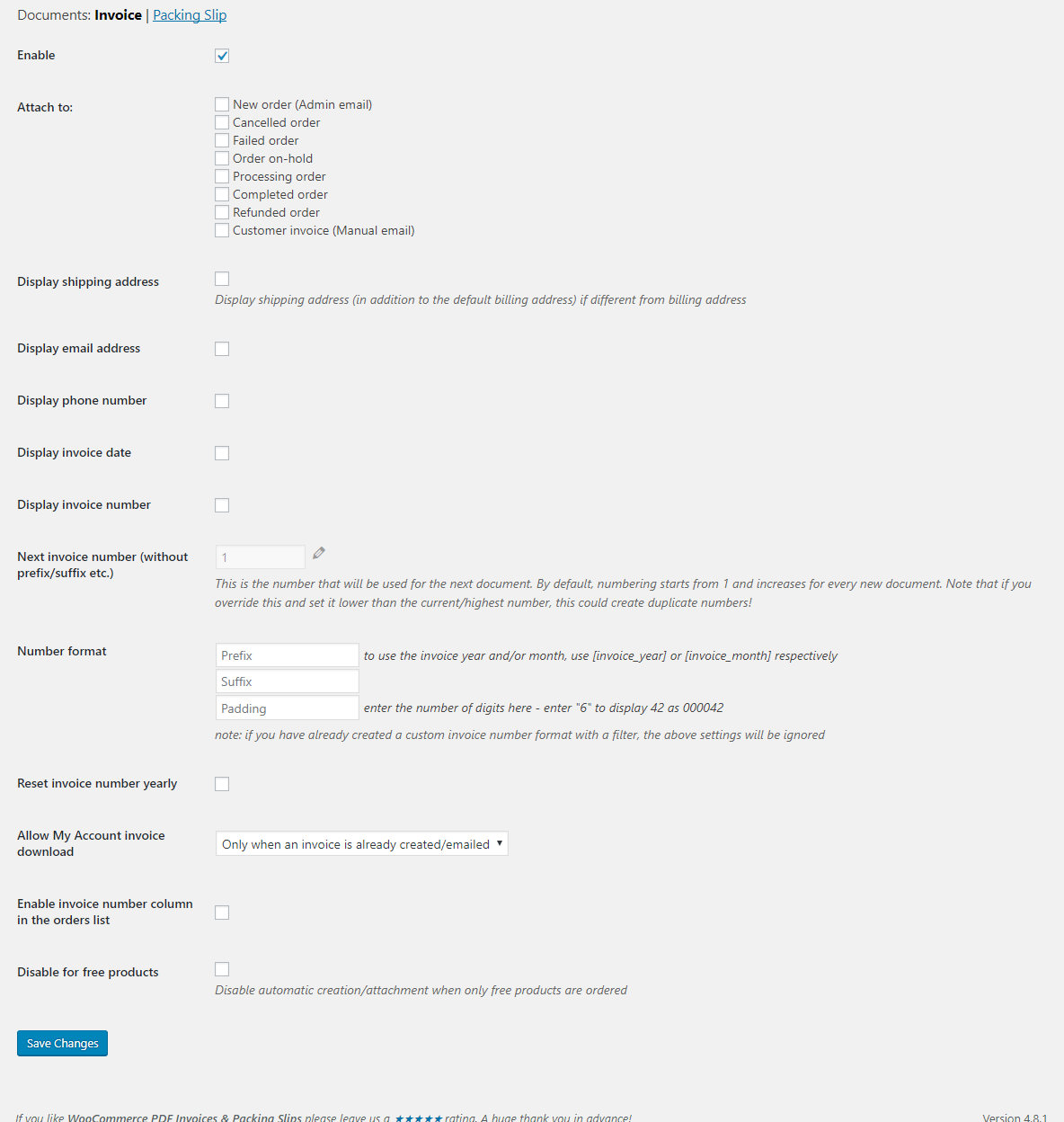 Customize content for Invoice