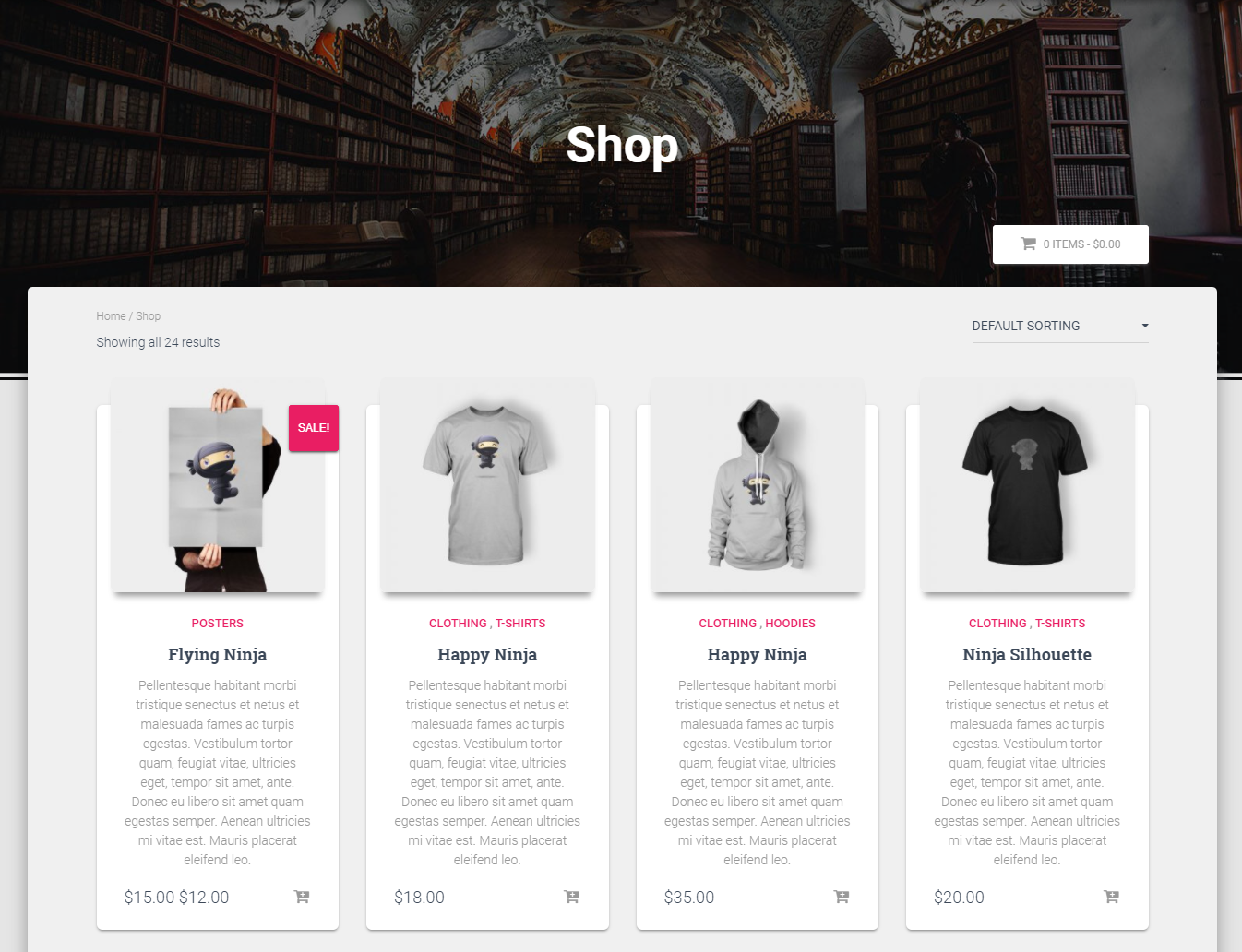 The shop page is quite beautifully presented in Hestia
