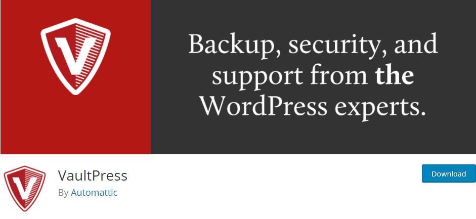 Backups with VaultPress protects you from a lot of security threats