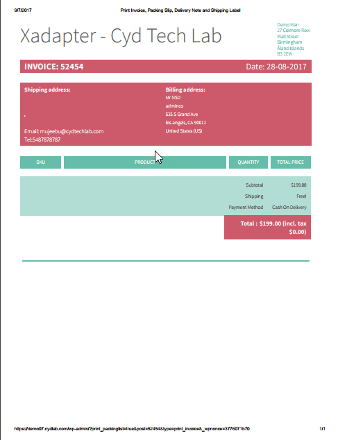 Invoice Sample created from Template 2