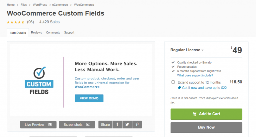 WooCommerce custom fields.