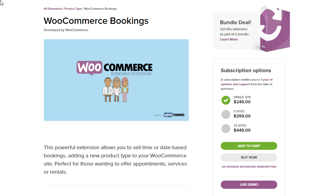 The WooCommerce Bookings extension is one of the best options to set up a booking system for your store.