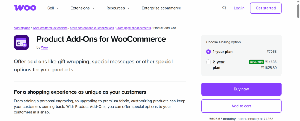 Product add-ons for WooCommerce