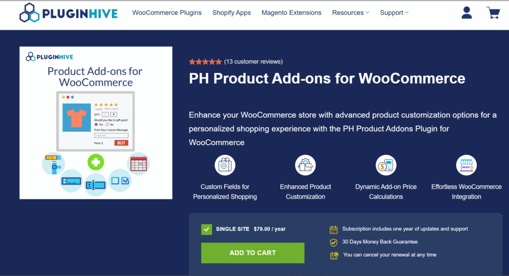 PH WooCommerce Product Add-Ons dashboard