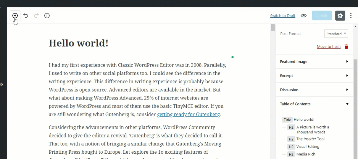 Gutenberg WordPress Editor
