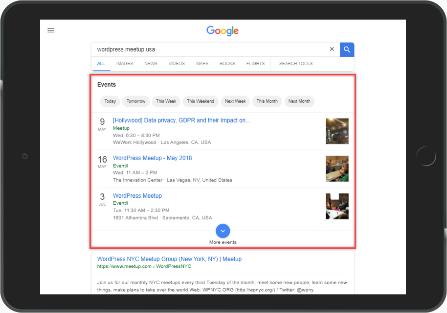 Optimize WordPress - Google Search Console | Sample Rich Results 1