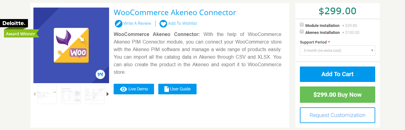 screenshot of Akeneo connector that helps in WooCommerce multichannel retail