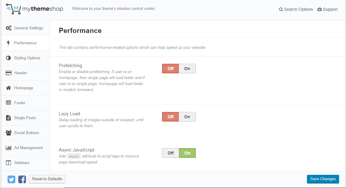 screenshot of the theme panel of Schema WordPress SEO theme