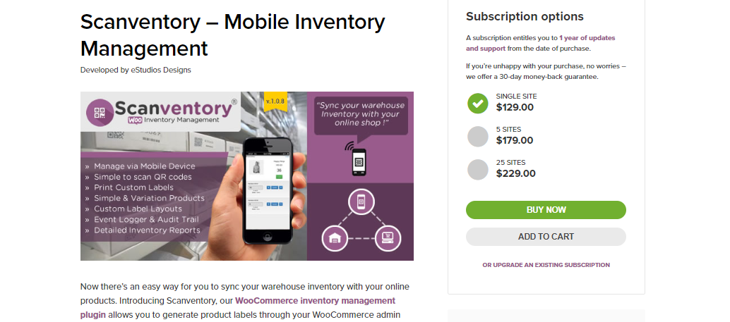 Screenshot of Scanventory, WooCommerce order fulfillment plugin