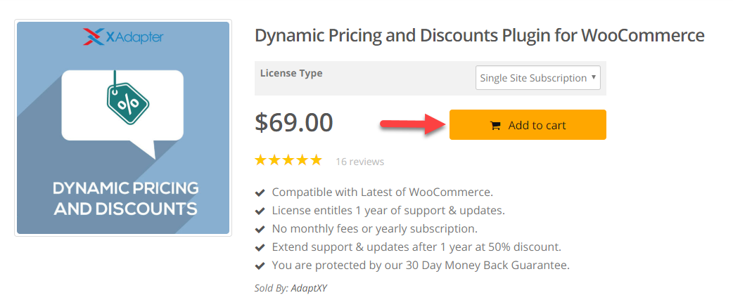 Screenshot of XAdapter product page to emphasize on WooComerce store design