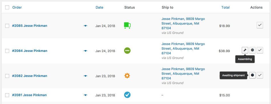 screenshot of WooCommerce order status manager plugin