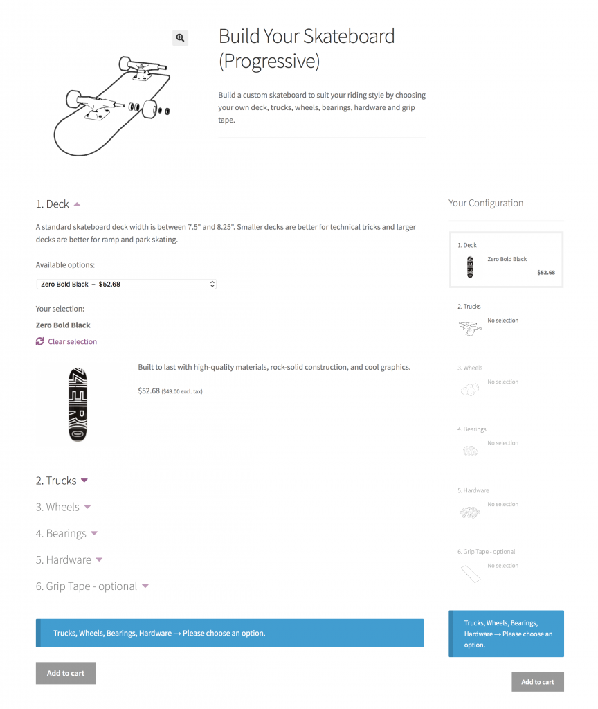 Screenshot of Composite products, an advanced WooCommerce Product Bundles option