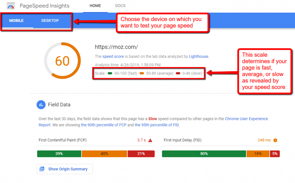 page load speed