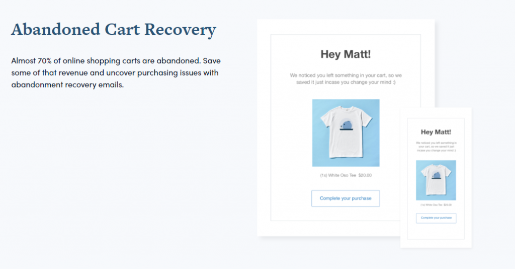 WooCommerce abandoned cart recovery email plugins.