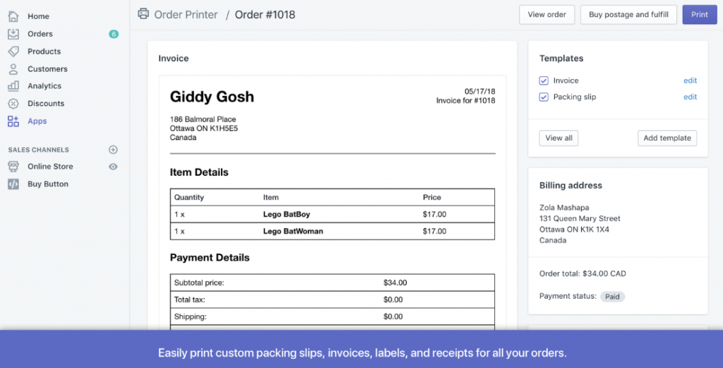 Shopify apps for shipping rates and label printing