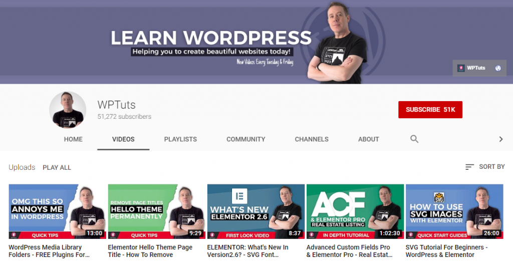 WordPress YouTube channel