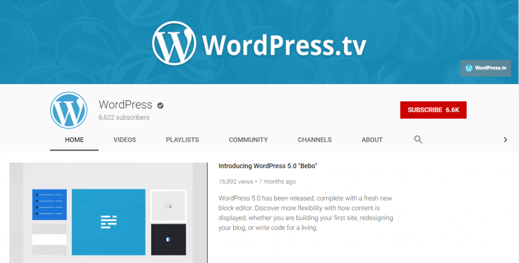 WordPress YouTube channels