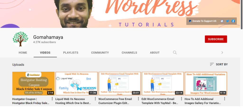 WordPress YouTube channels