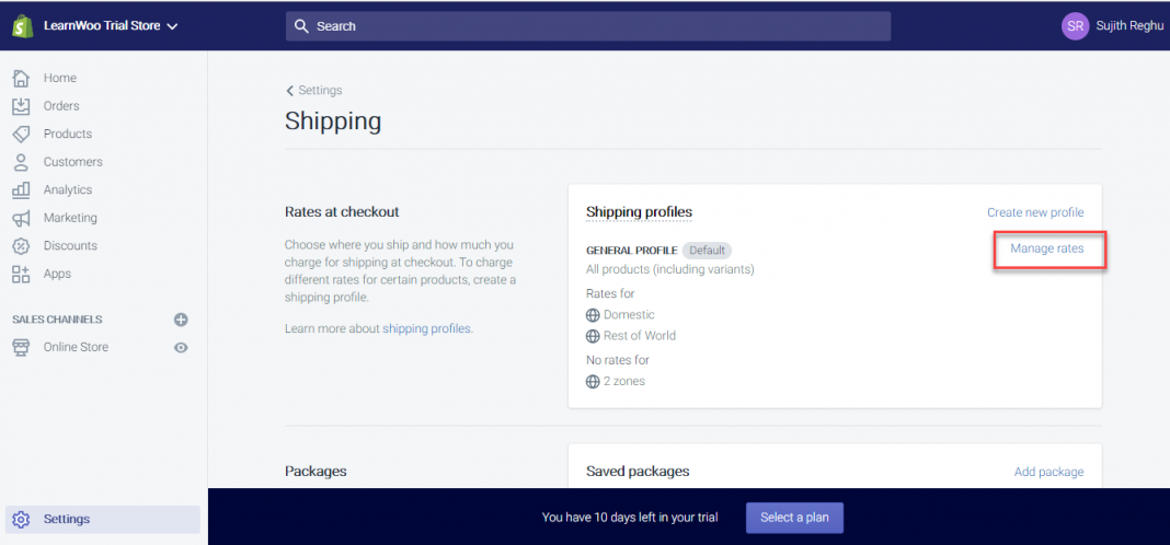how to add flat rate shipping in shopify