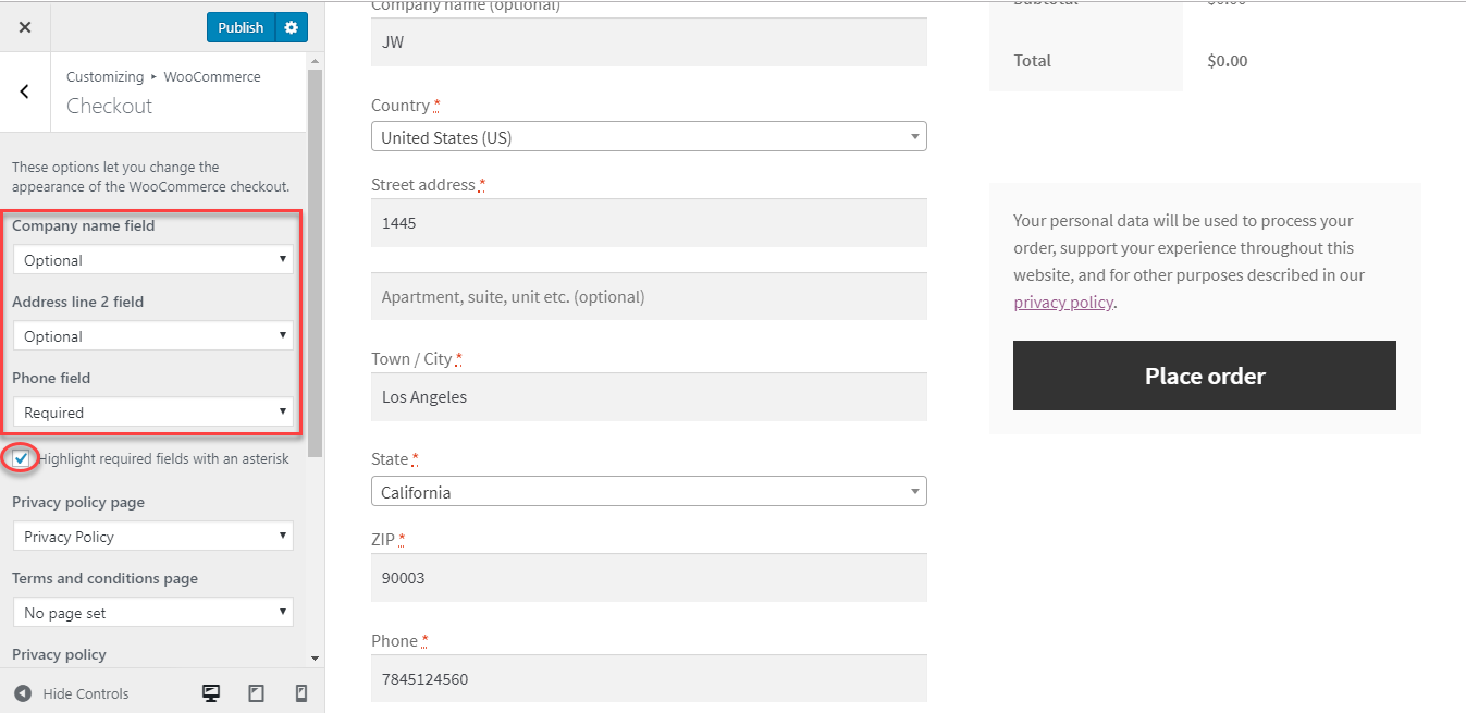 Checkout page settings - LearnWoo