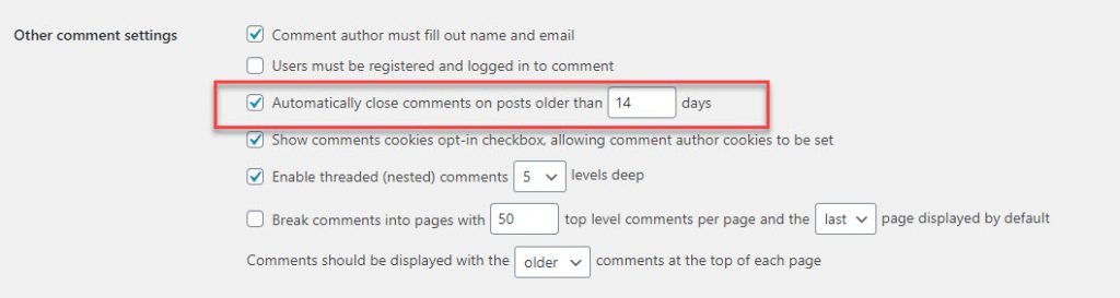 disable comments on wordpress