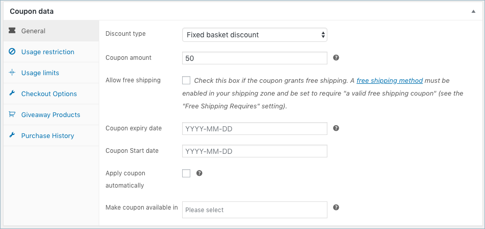 WooCommerce Coupons