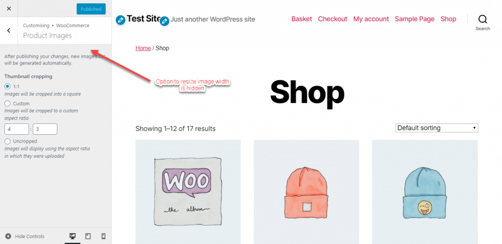 resize images in WooCommerce