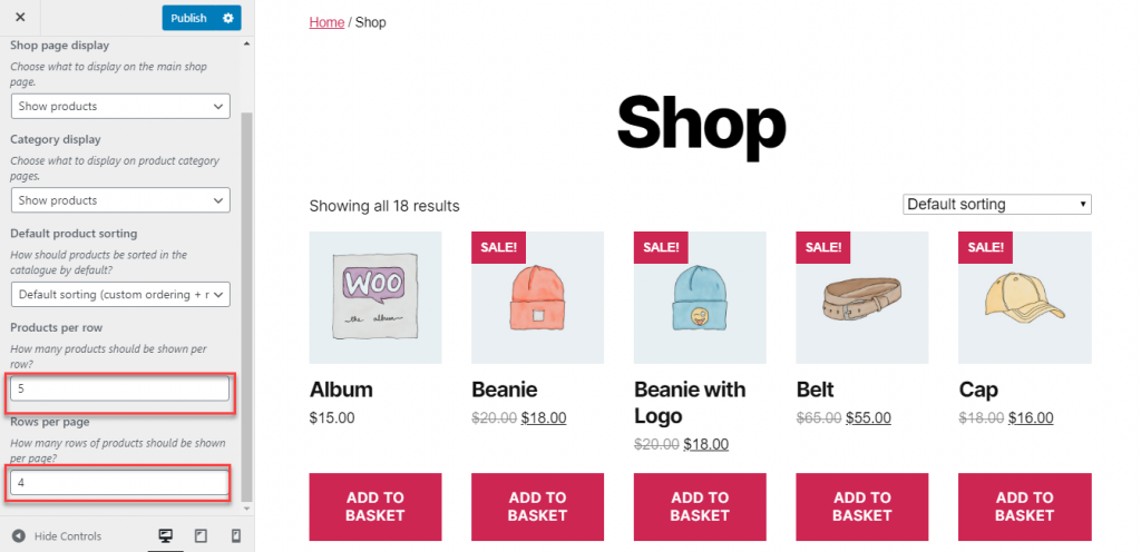 show categories on shop page