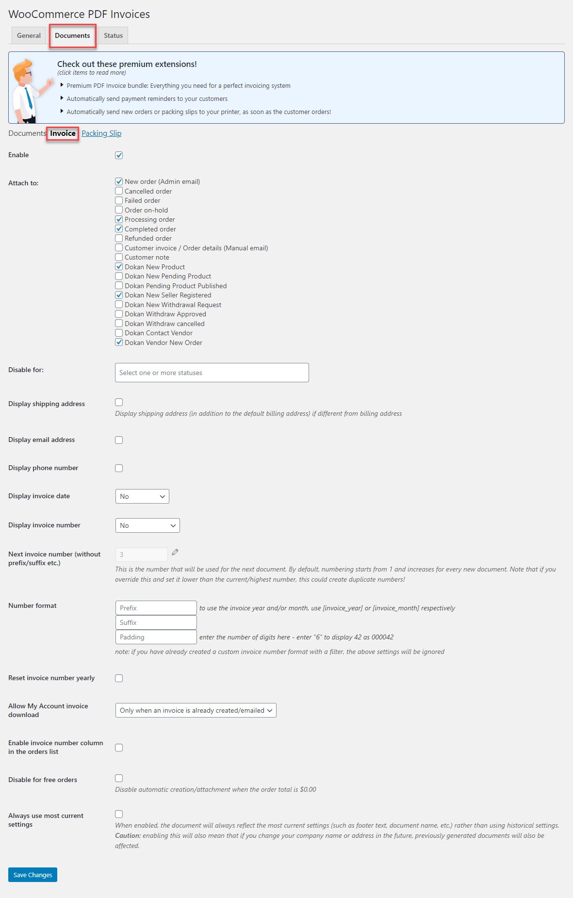 Invoice settings - LearnWoo