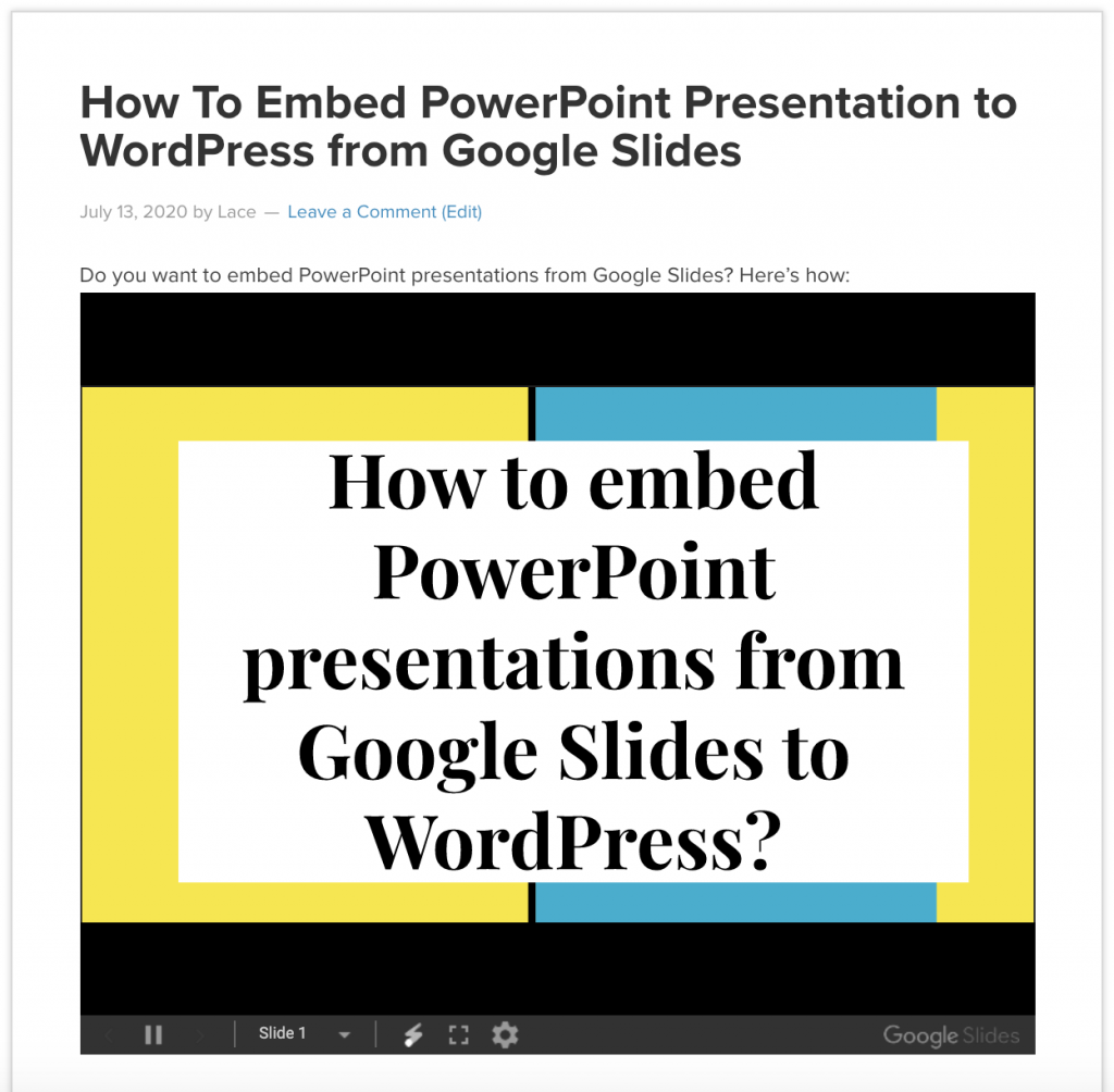 Embed PowerPoint Presentation WordPress