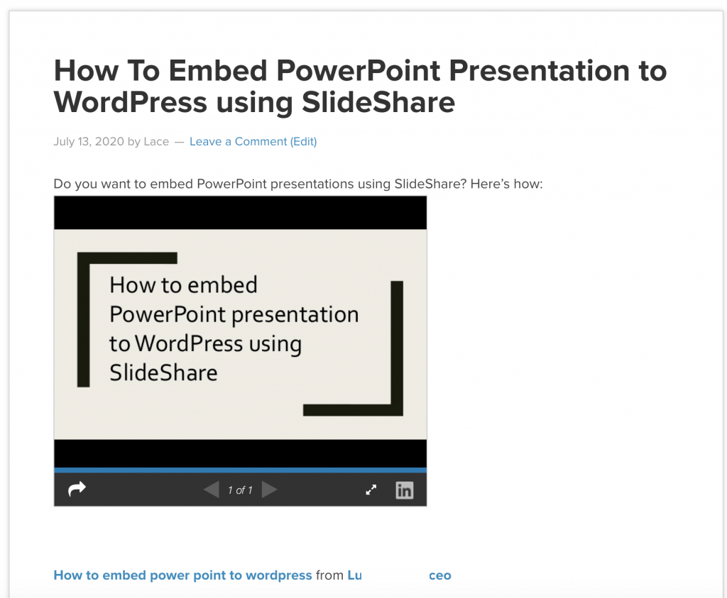 Embed PowerPoint Presentation WordPress