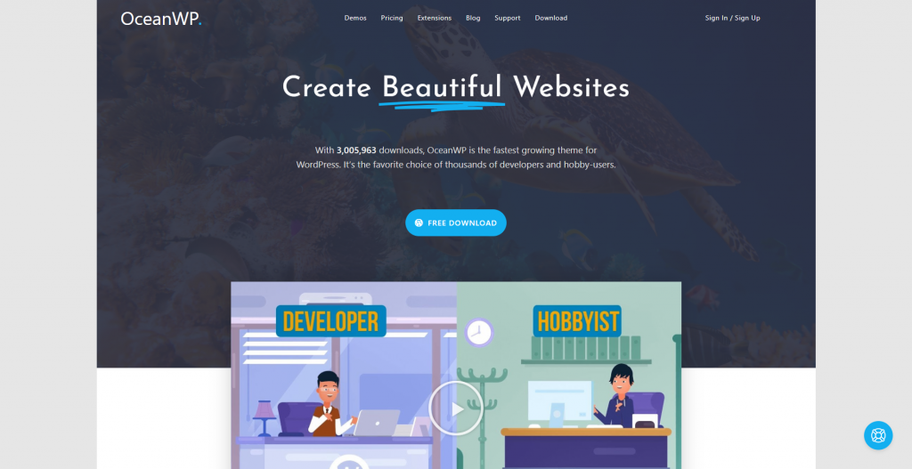 OceanWP homepage