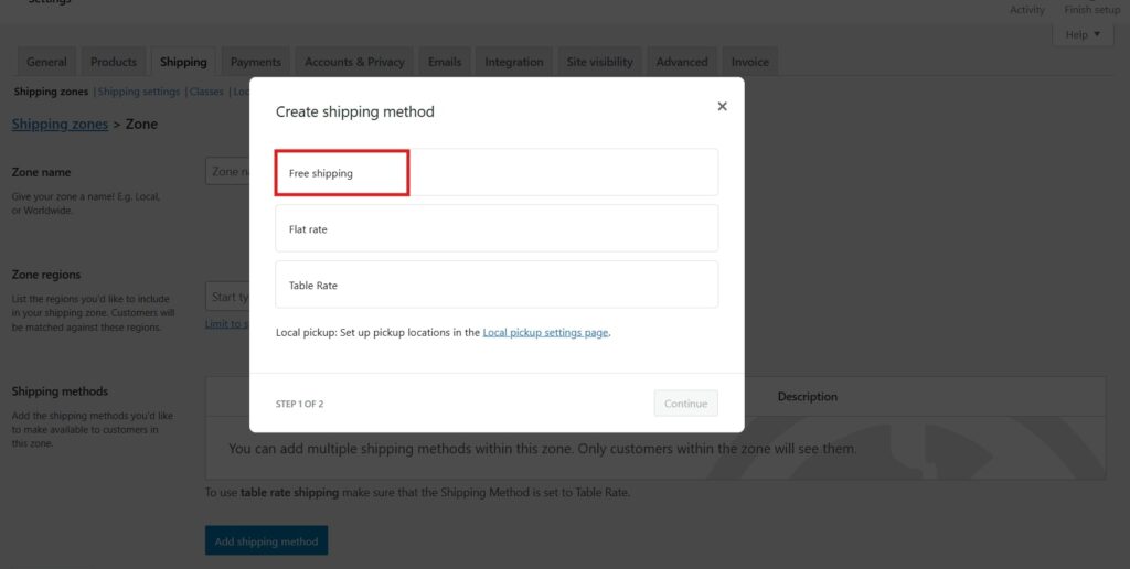 Adding shipping method