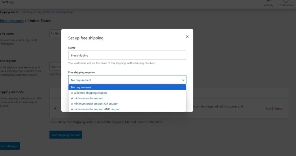free shipping conditions