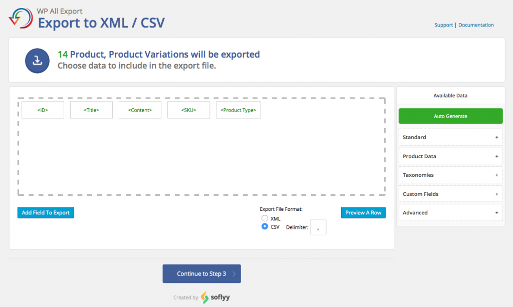 product import export for woocommerce